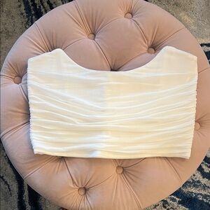 AKIRA Off-white Ruched Crop Top